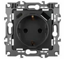 Розетка с заземлением и со шторкой и 2хUSB, без рамки Эра Эра 12 12-4108-12