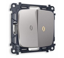 Выключатель двухклавишный с подсветкой без рамки Ambrella Volt Quant MO504010