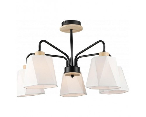 Люстра на штанге Imex MD.5714 MD.5714-5-S-BK+WOOD Люстра на штанге Imex MD.5714 MD.5714-5-S-BK+WOOD