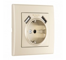 Розетка с заземлением и со шторкой и 2хUSB Arte Milano SET06-1 SET06-1-47-1 shampan