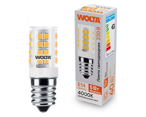 Лампа светодиодная Wolta  E14 5Вт 4000K WSTD-JCD-5W4KE14-C