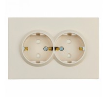 Розетка двойная с заземлением и со шторкой Stekker Эмили 49908