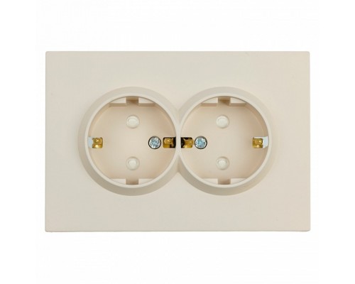 Розетка двойная с заземлением и со шторкой Stekker Эмили 49908
