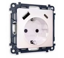 Розетка с заземлением и 2хUSB type A и C, без рамки Ambrella Volt Quant MA210010