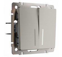 Выключатель двухклавишный с подсветкой без рамки Werkel дымчатый W1220104