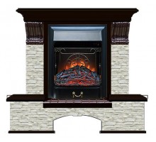 Комплект из электрокамина напольного и портала (122x40х108.5 см) Бостон К ГО Majestic BL БК000043