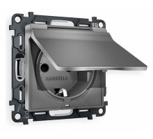 Розетка с заземлением и со шторкой, без рамки с крышкой Ambrella Volt Quant MA658010