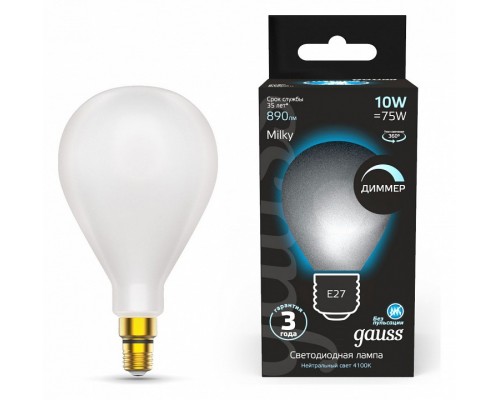 Лампа светодиодная Gauss Filament E27 10Вт 4100K 179202210-D Лампа светодиодная Gauss Filament E27 10Вт 4100K 179202210-D