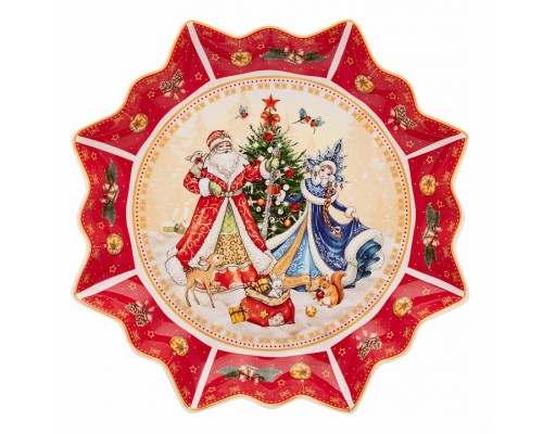 Блюдо (26 см) Дед Мороз и Снегурочка 85-1738