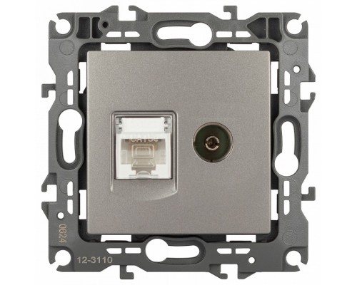 ТВ-розетка и розетка Ethernet RJ-45 без рамки Эра Эра 12 12-3110-16