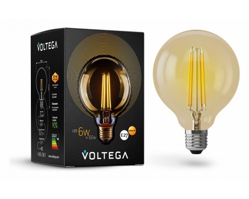 Лампа светодиодная Voltega Globe E27 6Вт 2800K 7084 Лампа светодиодная Voltega Globe E27 6Вт 2800K 7084