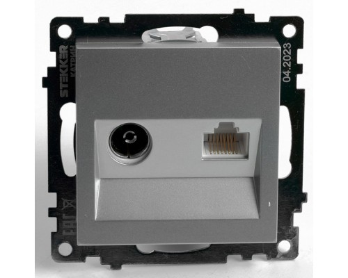 ТВ-розетка и розетка Ethernet RJ-45 без рамки Stekker GLS00-7106-03 49183 ТВ-розетка и розетка Ethernet RJ-45 без рамки Stekker GLS00-7106-03 49183