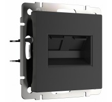 Розетка двойная Ethernet RJ-45 без рамки Werkel черный матовый W1182208
