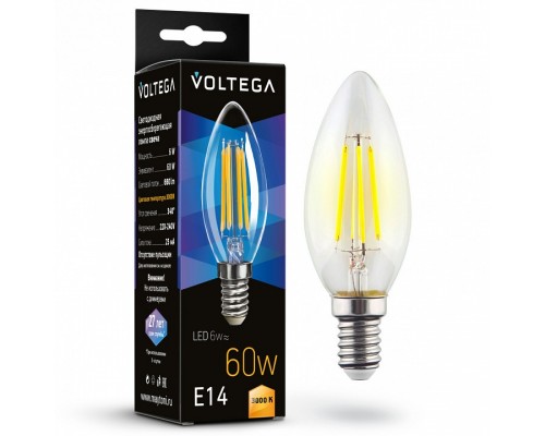 Лампа светодиодная Voltega Candle 6W E14 6Вт 3000K 7198 Лампа светодиодная Voltega Candle 6W E14 6Вт 3000K 7198