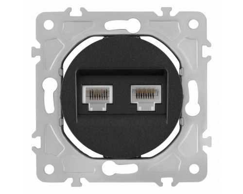 Розетка двойная RJ-11 и Ethernet RJ-45, без рамки Arte Milano am-202 202.44-1.black