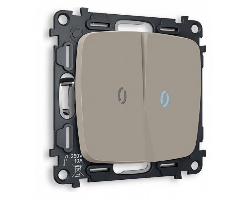 Выключатель проходной двухклавишный с подсветкой без рамки Ambrella Volt Quant MO364040