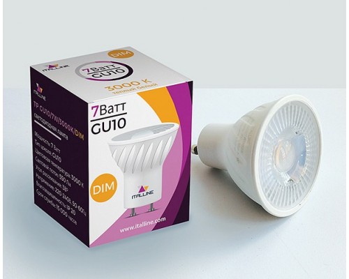 Лампа светодиодная Italline TP GU10 7Вт 3000K TP GU10/7W/3000K DIM Лампа светодиодная Italline TP GU10 7Вт 3000K TP GU10/7W/3000K DIM