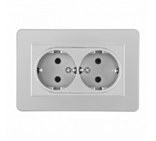 Розетка двойная с заземлением и со шторкой Arte Milano SET16-2 SET16-double-40-2 silver