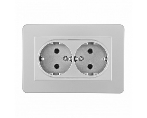 Розетка двойная с заземлением и со шторкой Arte Milano SET16-2 SET16-double-40-2 silver