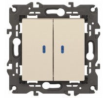 Выключатель двухклавишный с подсветкой без рамки Эра Эра Elegance 14-1105-02