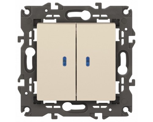 Выключатель двухклавишный с подсветкой без рамки Эра Эра Elegance 14-1105-02