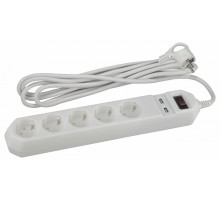 Удлинитель с выключателем Эра  USF-5es-1.5m-USB-W