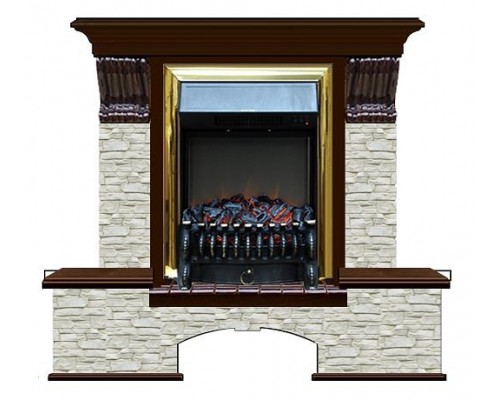 Комплект из электрокамина напольного и портала (122x40х108.5 см) Бостон К ГО Fobos BR БК000046