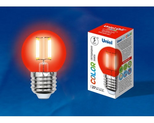 Лампа светодиодная Uniel Air Color E27 5Вт K LED-G45-5W/RED/E27 GLA02RD картон Лампа светодиодная Uniel Air Color E27 5Вт K LED-G45-5W/RED/E27 GLA02RD картон