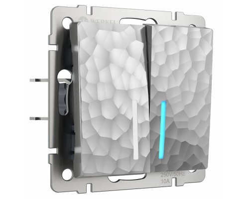 Выключатель двухклавишный с подсветкой без рамки Werkel Hammer W1220106 (серебряный) Выключатель двухклавишный с подсветкой без рамки Werkel Hammer W1220106 (серебряный)