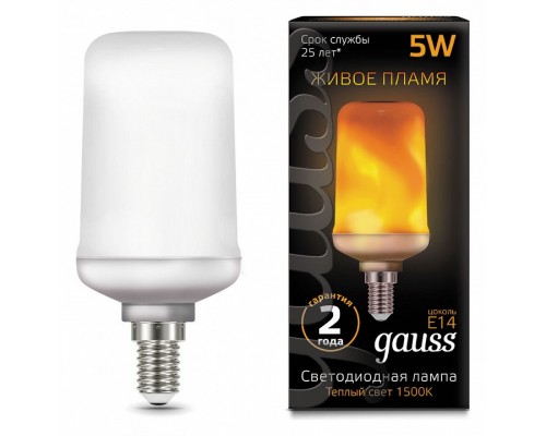 Лампа светодиодная Gauss LED T65 Corn Flame E14 5Вт 1500K 157401105 Лампа светодиодная Gauss LED T65 Corn Flame E14 5Вт 1500K 157401105