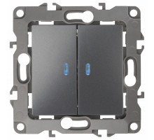 Выключатель двухклавишный с подсветкой без рамки Эра Эра 12 12-1105-12