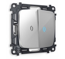 Выключатель проходной двухклавишный с подсветкой без рамки Ambrella Volt Quant MO404040