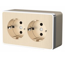 Розетка двойная с заземлением Werkel Gallant (шампань рифленый) W5072110