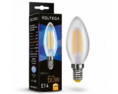 Лампа светодиодная Voltega Candel matt 6W E14 6Вт 3000K 7207 Лампа светодиодная Voltega Candel matt 6W E14 6Вт 3000K 7207