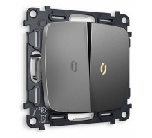 Выключатель проходной двухклавишный с подсветкой без рамки Ambrella Volt Quant MO654030