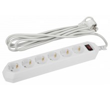 Удлинитель с выключателем Эра  USF-6es-1,5m-W-BOX