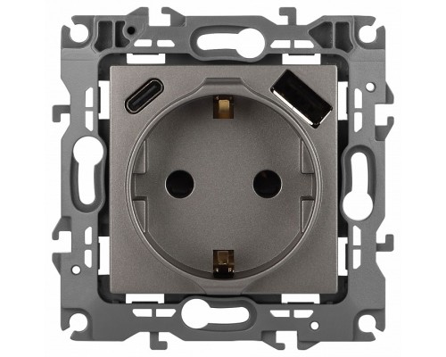 Розетка с заземлением и со шторкой и 2хUSB, без рамки Эра Эра 12 12-4108-16