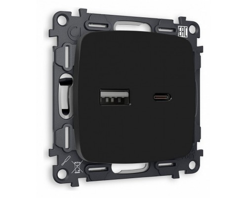 Розетка 2хUSB type A и C без рамки Ambrella Volt Quant MO811010 Розетка 2хUSB type A и C без рамки Ambrella Volt Quant MO811010
