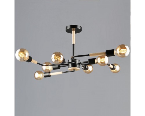 Люстра на штанге 10070 10070-0.3-08 BK+WOOD