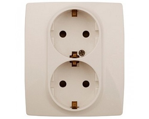 Розетка двойная с заземлением и со шторкой, без рамки Эра Эра 12 12-2104-02