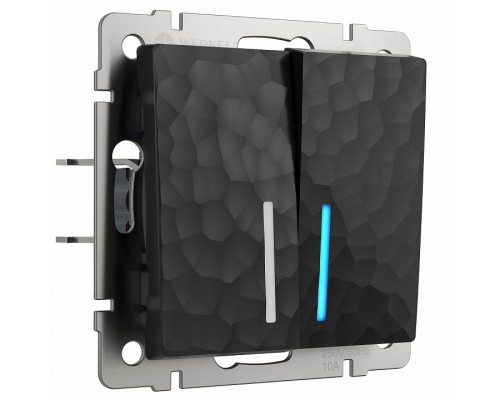 Выключатель проходной двухклавишный с подсветкой без рамки Werkel Hammer W1222108 (черный) Выключатель проходной двухклавишный с подсветкой без рамки Werkel Hammer W1222108 (черный)