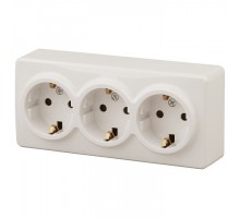 Розетка тройная с заземлением и со шторками Эра Эра Эксперт 11-2209-02