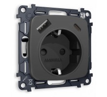 Розетка с заземлением и 2хUSB type A и C, без рамки Ambrella Volt Quant MO910010