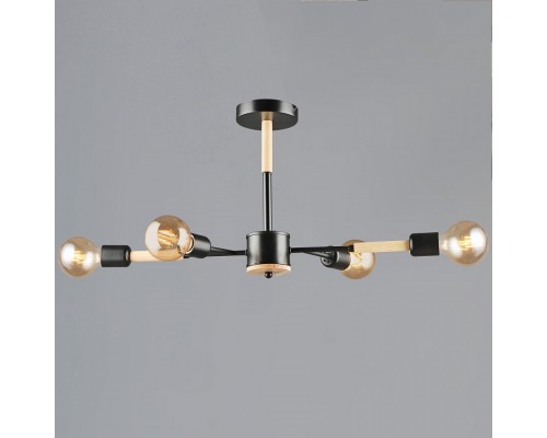 Люстра на штанге 99960 99960-0.3-04 BK+WOOD