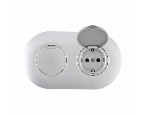 Розетка с заземлением и шторкой, с крышкой Arte Milano SET08-2 SET08-2-41-1x2 silver