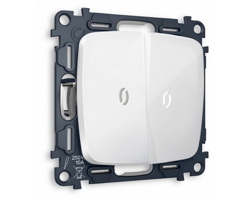 Выключатель проходной двухклавишный с подсветкой без рамки Ambrella Volt MO MO104035