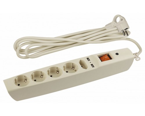 Удлинитель с выключателем Эра  SFU-5es-2m-I