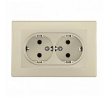 Розетка двойная с заземлением и со шторкой Arte Milano SET06-2 SET06-double-40-2 shampan