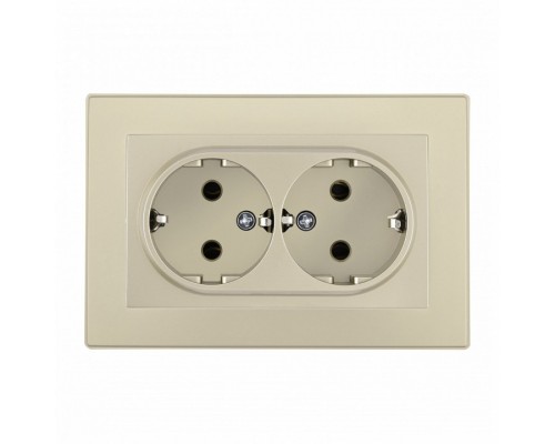 Розетка двойная с заземлением и со шторкой Arte Milano SET06-2 SET06-double-40-2 shampan