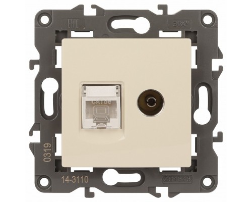 ТВ-розетка и розетка Ethernet RJ-45 без рамки Эра Эра Elegance 14-3110-02